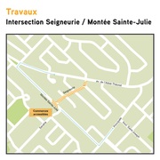 Intersection montée Sainte-Julie | de la Seigneurie fermée du 2 au 5 août